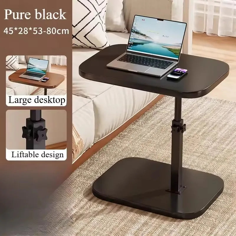 Adjustable height table - with wooden tabletop, portable sofa side table, suitable for coffee, office, and indoor/outdoor use