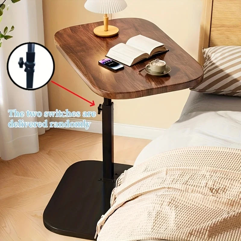 Adjustable height table - with wooden tabletop, portable sofa side table, suitable for coffee, office, and indoor/outdoor use