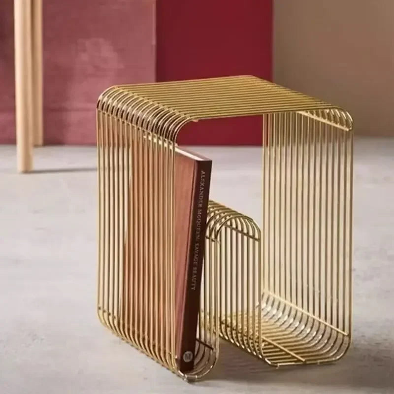 Modern Scandinavian Metal Coffee Table Sleek Minimalist Side Table with Storage for Living Room Furniture for Magazines And Book
